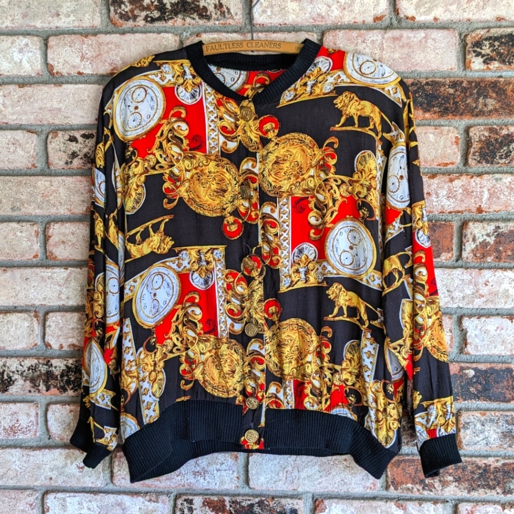 🕰️ Distressed Clockwork Timepiece Lion Bomber Jacket Craig Clothing Co Large